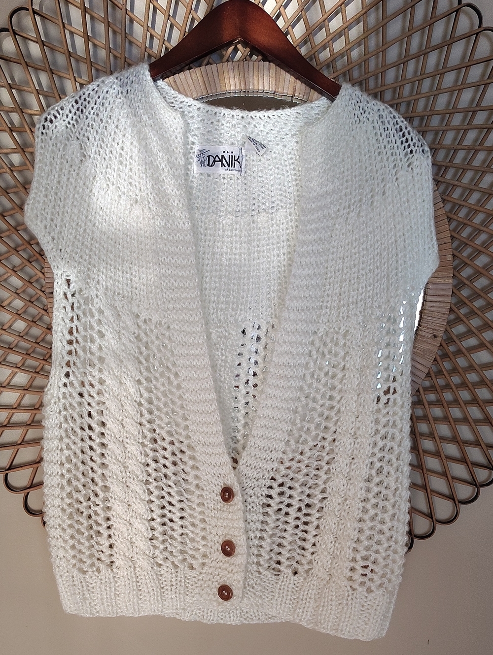 Vintage Danik Of California Sweater Vest Off White Size Medium